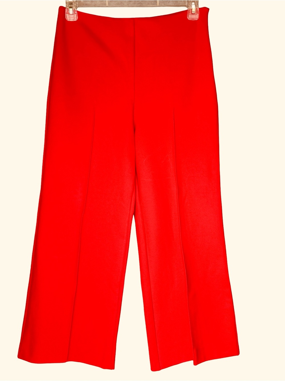 L'Academie Vibrant Red Wide-Leg Cropped Pants Size Large NWT